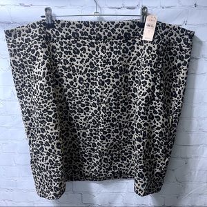 LOFT Leopard Print Skirt - Black and Tan